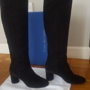 Stuart Weitzman Eloise Black Stretch Suede Boot